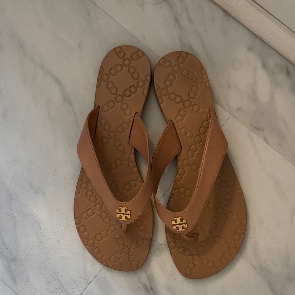 Tory Burch Brown Logo Sandals